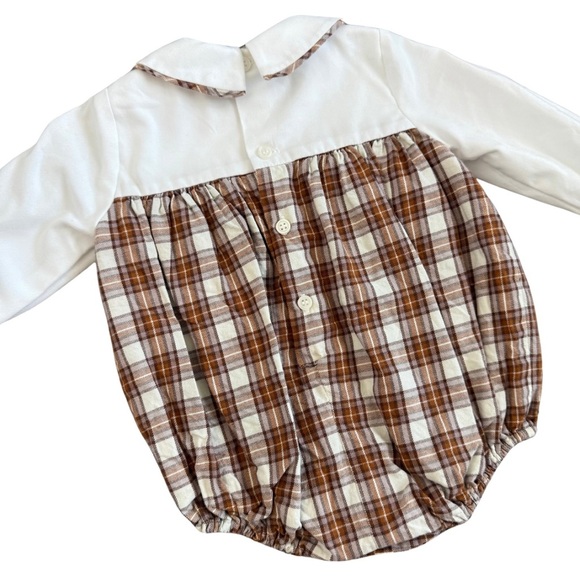 Sophia & Lucas Plaid Long Sleeve Bubble Romper 3M - Picture 5 of 6